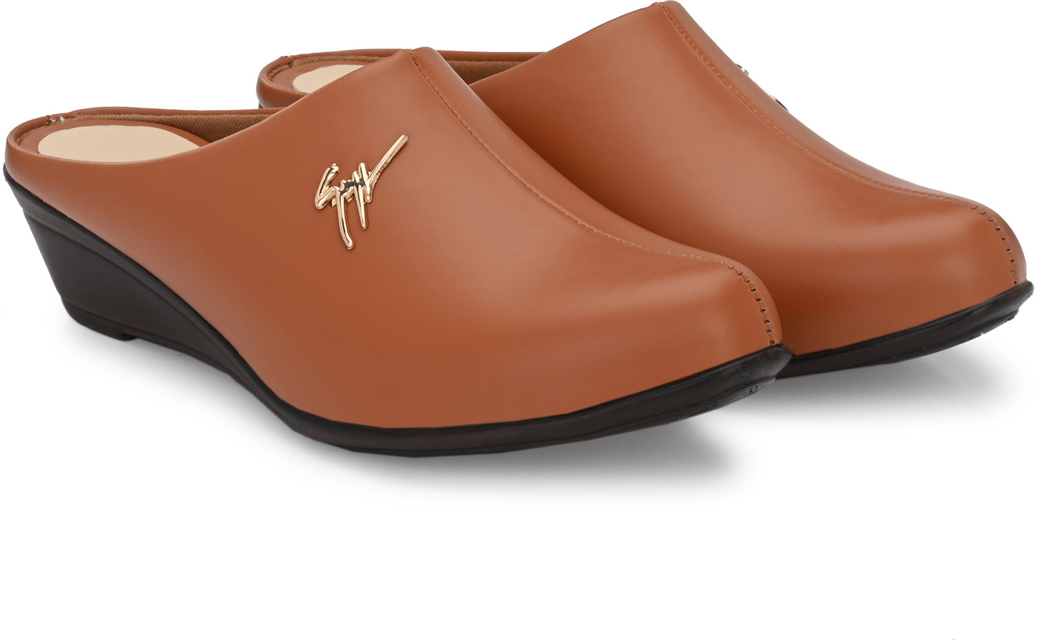 Image of FOOTLOOSE Women Flats Comfortable Slip On Backless Pointed Toe Mules Shoes Casuals For Women (Tan , 10)