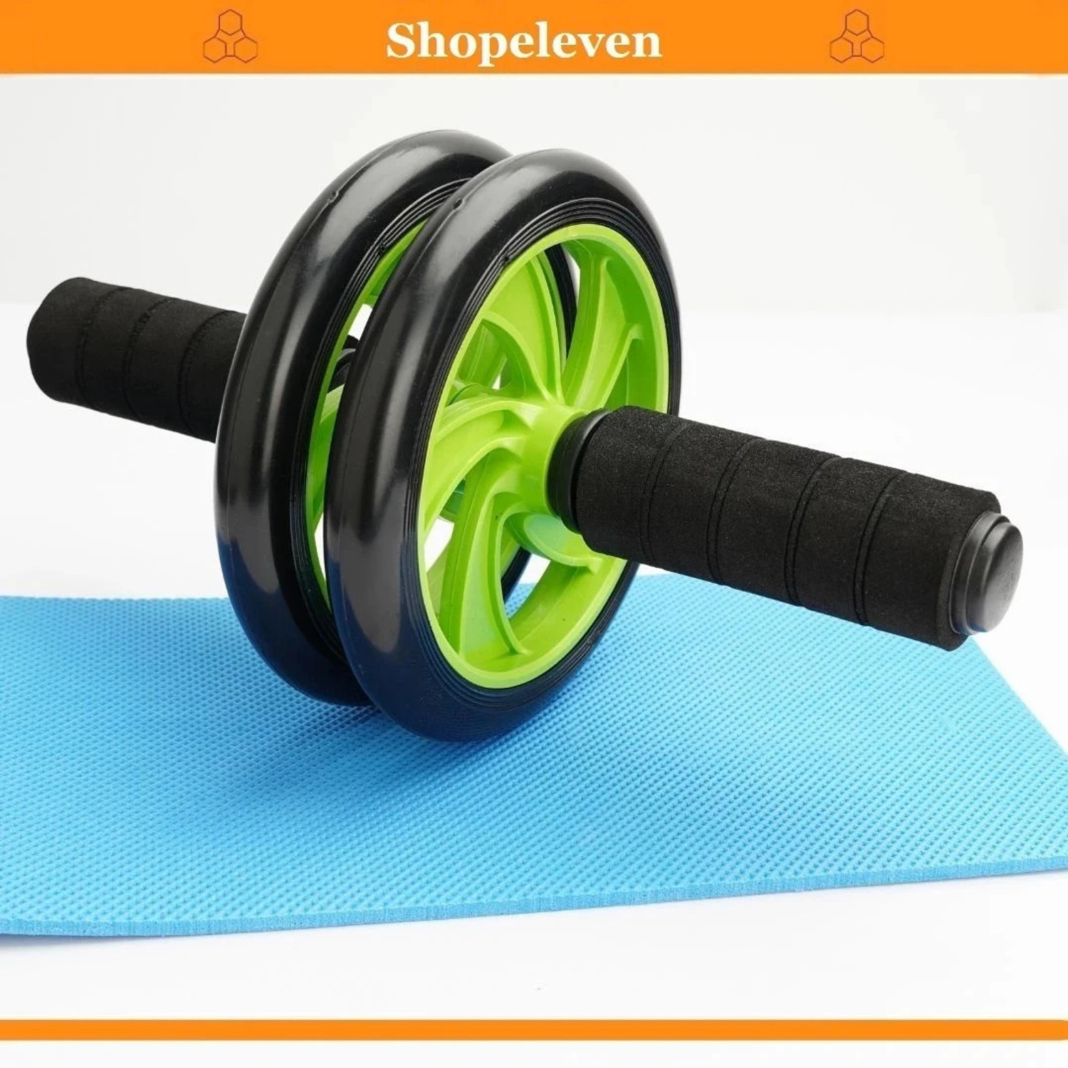 Image of The Cube Anti Skid Ab Roller Wheel | For Abs Workouts At Home with Knee Pad for Men & Women Ab Exerciser (Black, Yellow)