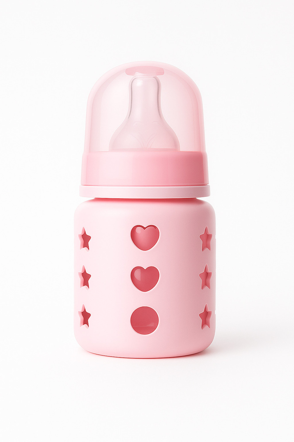 Image of Goodmunchkins Stainless Steel Feeding Bottle /Cleaning Brush /Velvet Bag /Silicone Niple(4Items) - 304 Grade Stainless Steel, Silicone Niple, Nylon Bristle Brush (Pink)