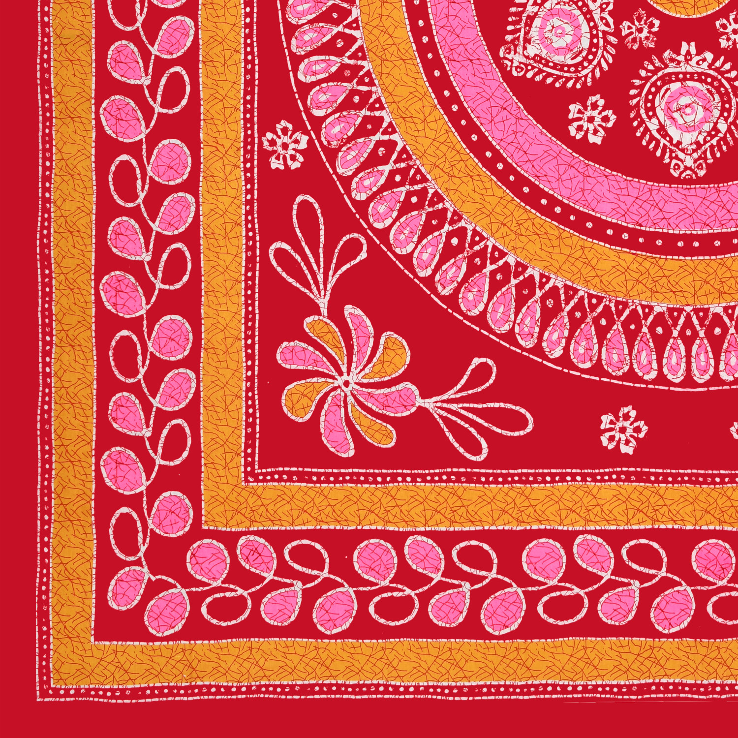 Image of Cosito Cotton Double Flat 144 TC Jaipuri Prints 1 Bedsheet with 2 Pillow Covers (Red)