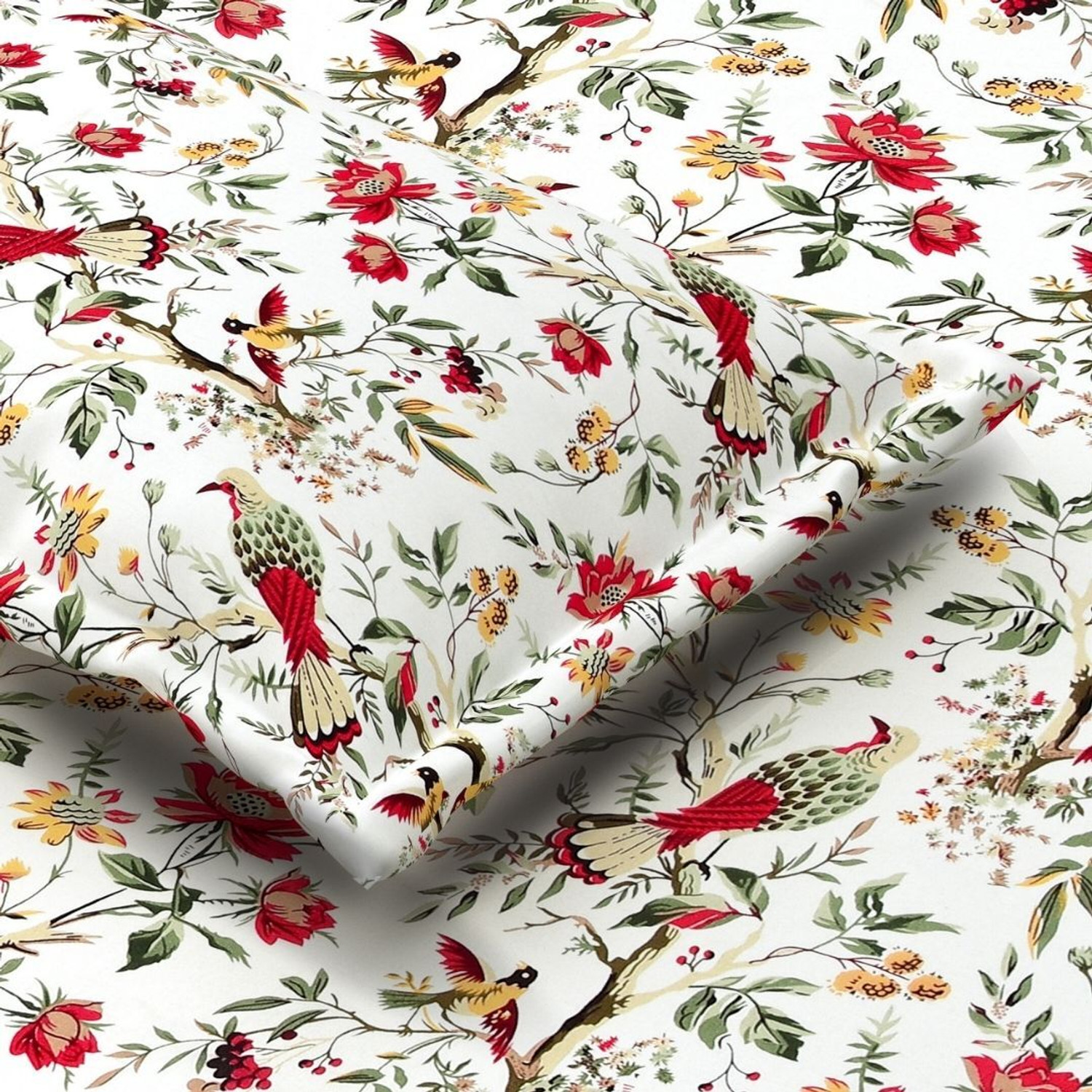 Image of elanorhomes Cotton King Flat 240 TC Printed 1 Bedsheet with 2 Pillow Covers (Flying Petals)