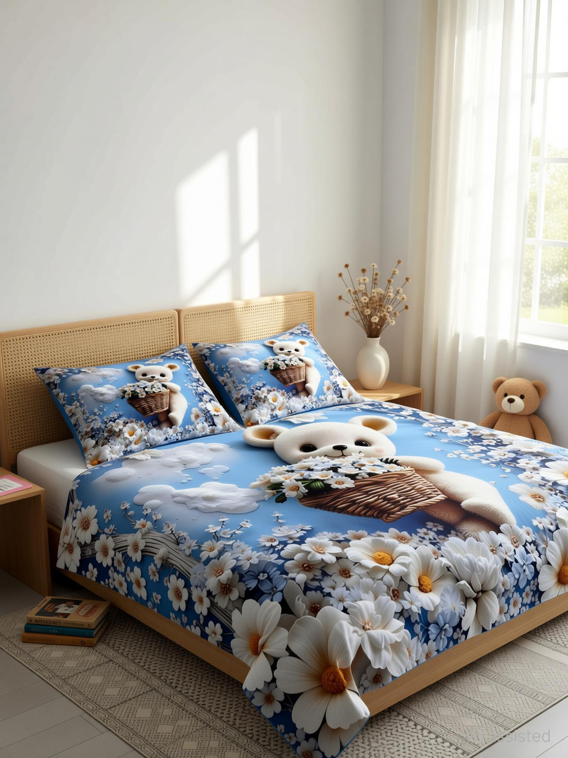 GANGALIVING King Flat 300 TC Bedsheet with Covers - Image 1