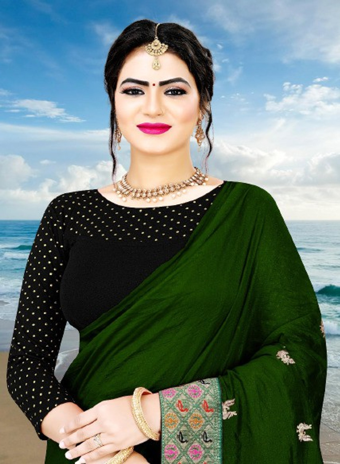 Image of Anaisha Women Round Neck 3 /4 Sleeve Blouse