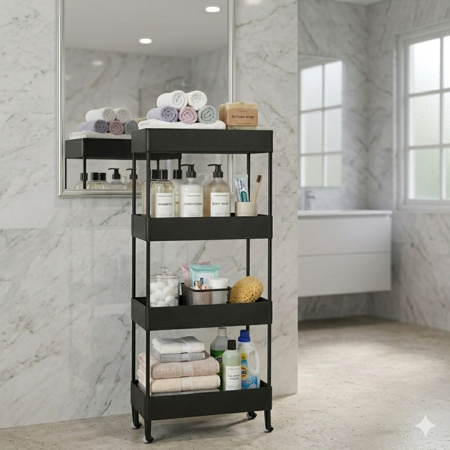 Image of KAISER STORE Storage Rack 4 Layers Plastic Shoe Stand (Black, 4 Shelves, DIY(Do-It-Yourself))