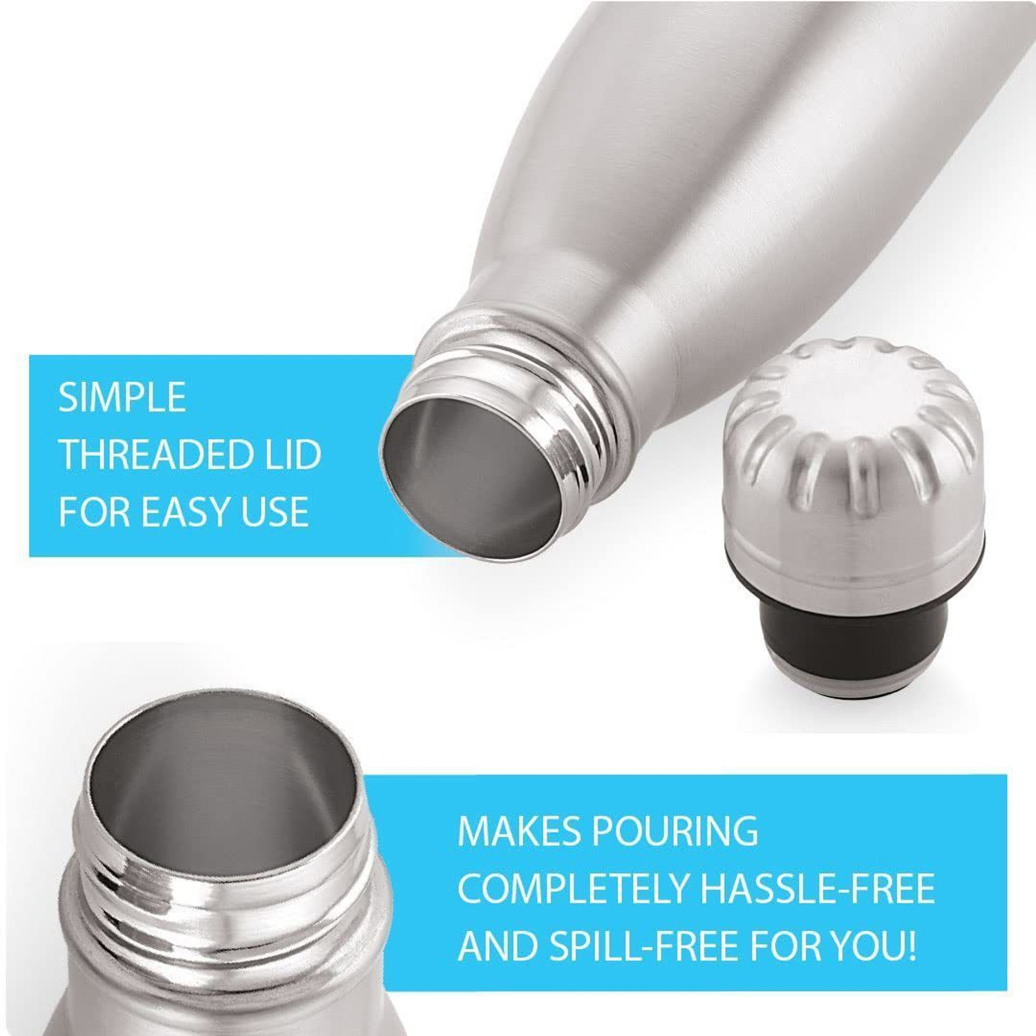 Image of MODWARE Vacuum Insulated Stainless Steel Water Bottle Thermos Flask For Office, Travel- 500 ml Steel Bottle (Pack of 1, Silver)