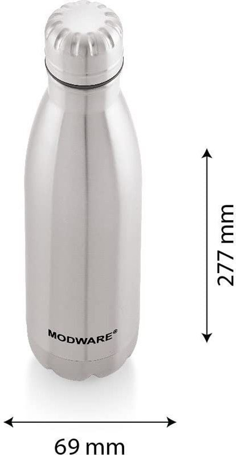 Image of MODWARE Vacuum Insulated Stainless Steel Water Bottle Thermos Flask For Office, Travel- 500 ml Steel Bottle (Pack of 1, Silver)