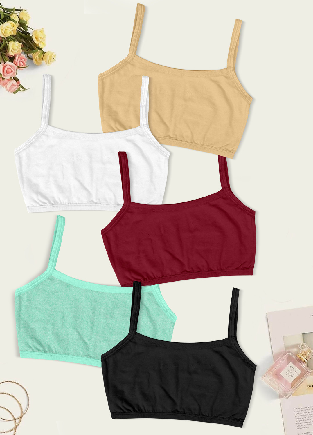 Image of Fixfolk Pack of 3 Women Sports Lightly Padded Bra (Multicolor)