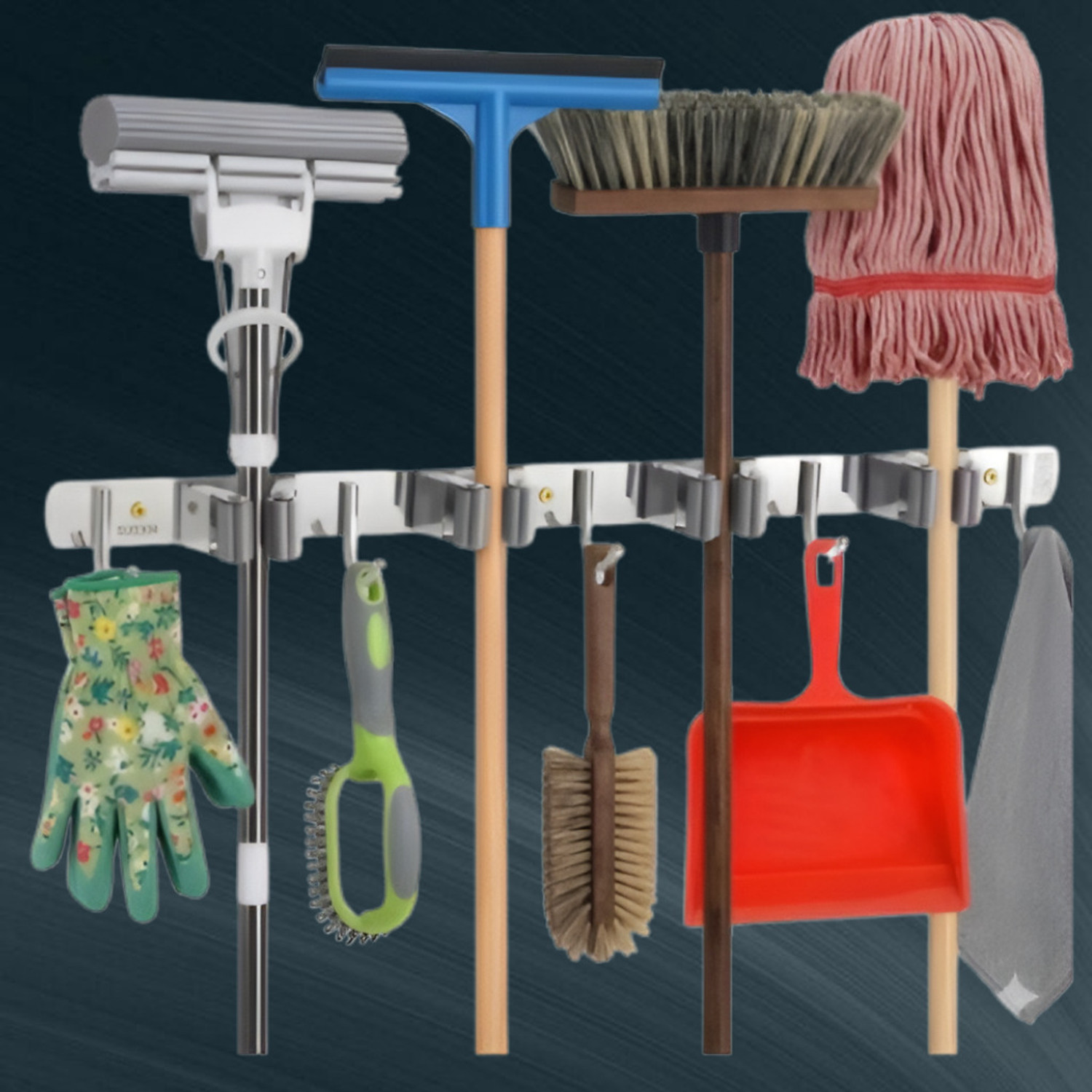Image of brandstore Steel Stainless Steel Broom Holder (5 Holders)
