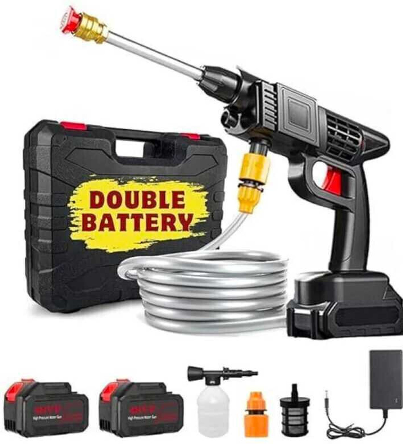 Image of Rlstore High Pressure Car Bike Washer Machine (Double Battery) Pressure Washer