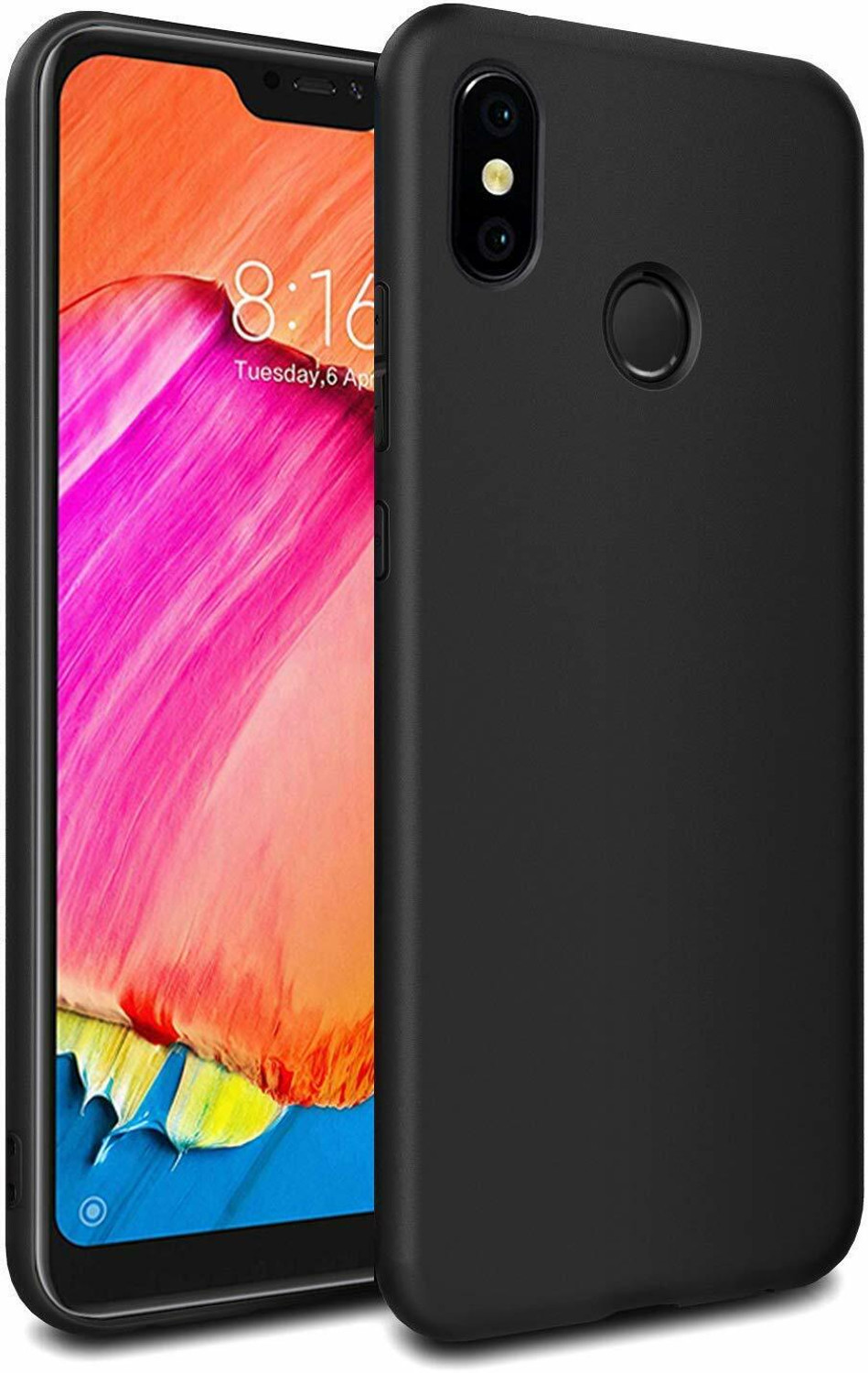 Image of KIRBHG Back Cover for Mi Redmi Note 5 Pro (Black, Matte Finish, Rubber, Pack of: 1)