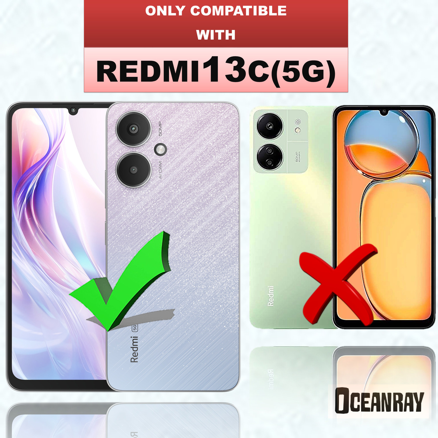 Image of OCEANRAY Xiaomi Redmi 13C 5G Silicon Back Cover (Transparent, Shock Proof, Silicon)