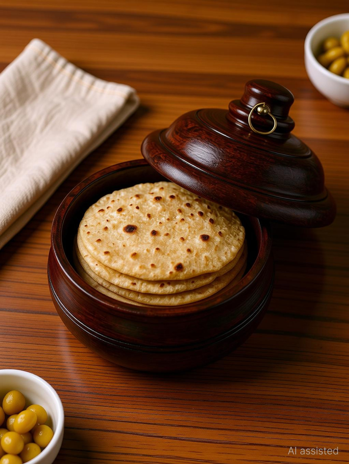 Image of DAVIKSDECOR Wooden Casserole for Roti /Chapati Serve Casserole (3750 ml)