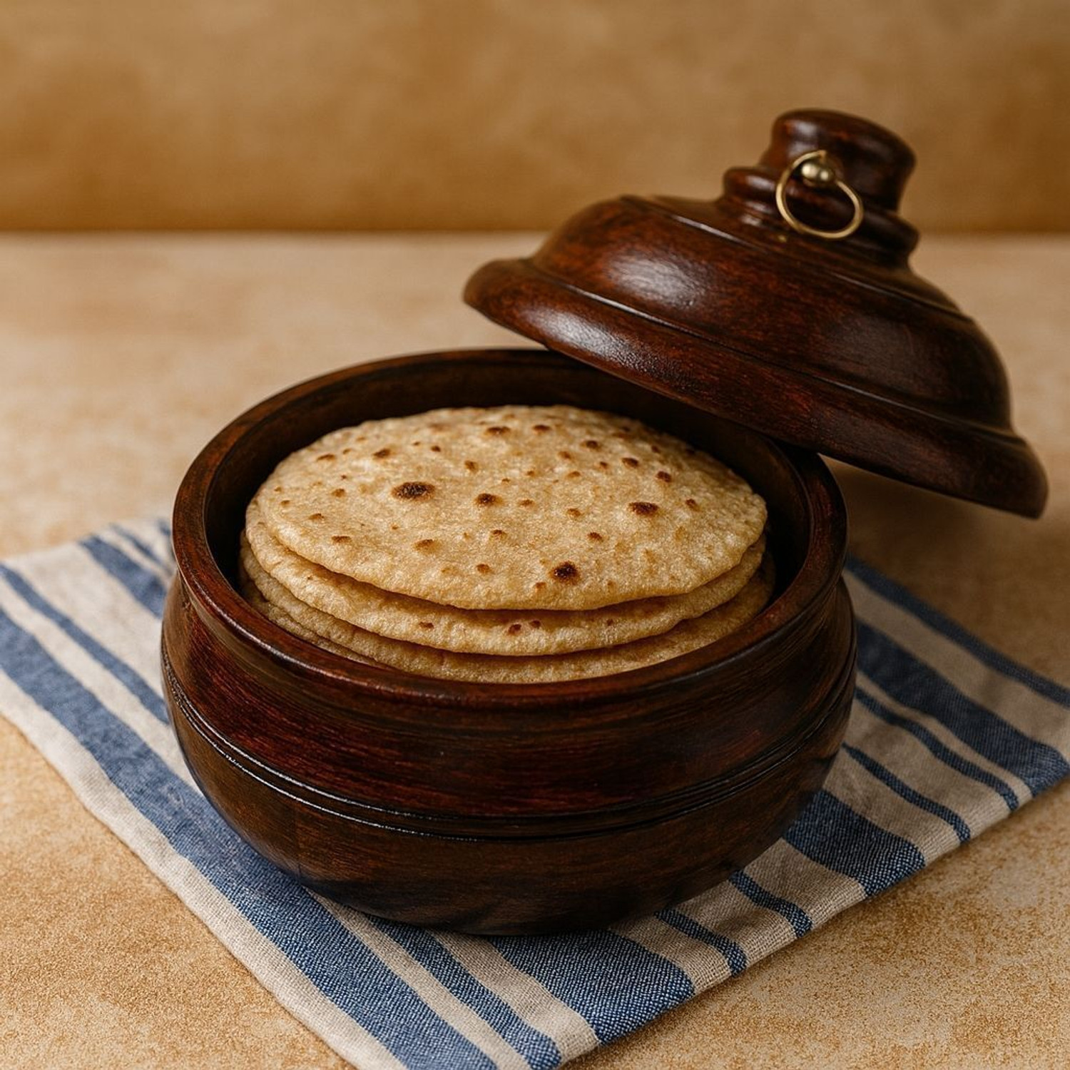 Image of DAVIKSDECOR Wooden Casserole for Roti /Chapati Serve Casserole (3750 ml)