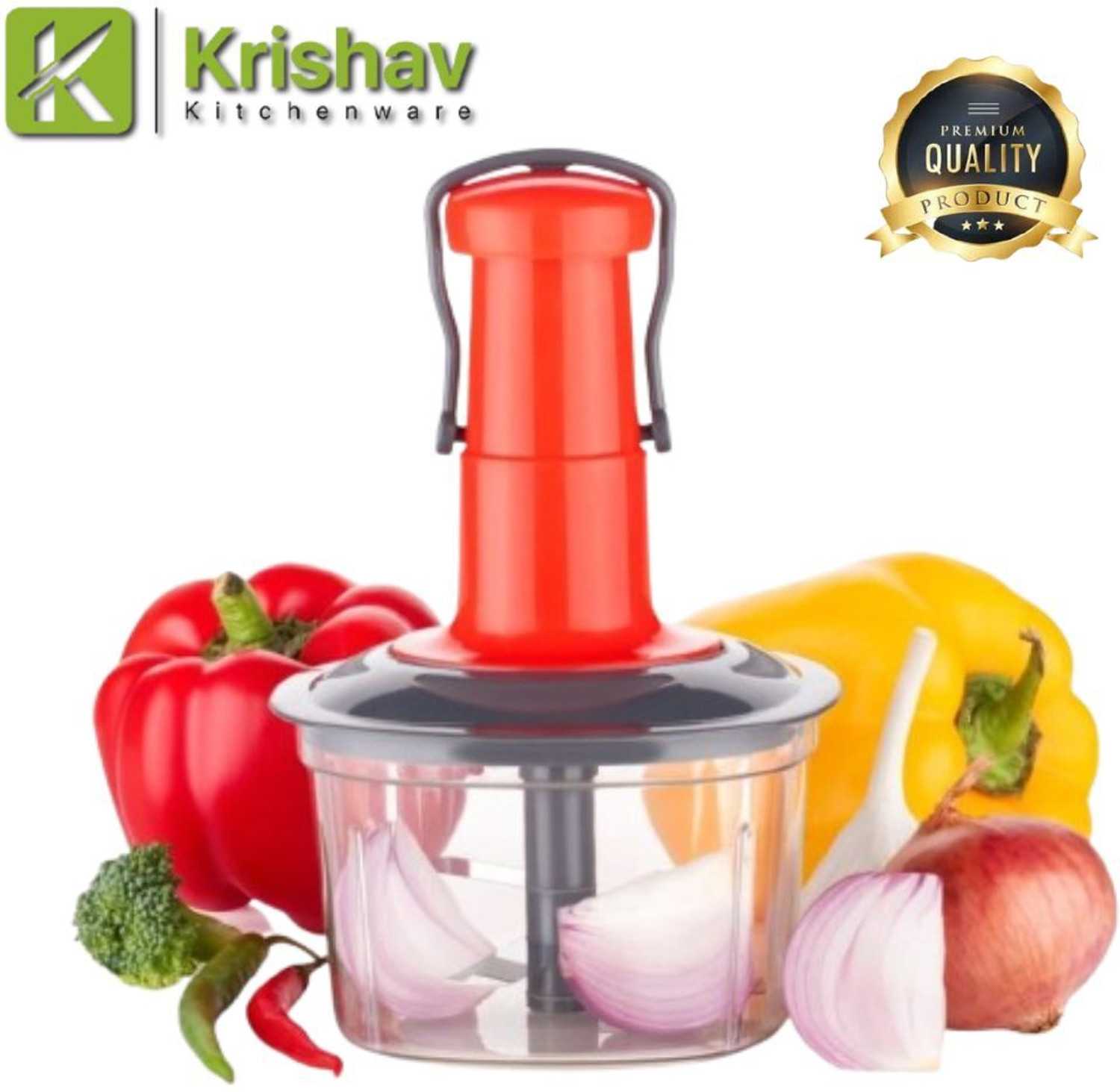 Krishav Krishav 650ml push chopper red color Vegetable Chopper Vegetable & Fruit...