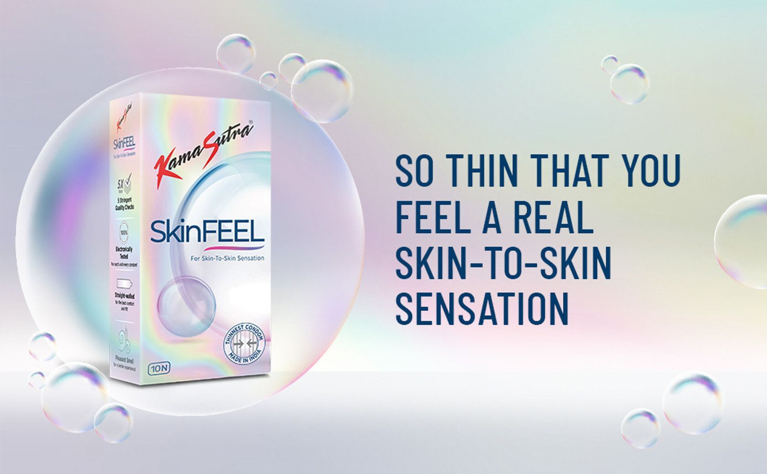 Image of Kamasutra Skinfeel Ultra Thin Condom Natural Touch High Sensitivity Comfort Condom (10 Sheets)