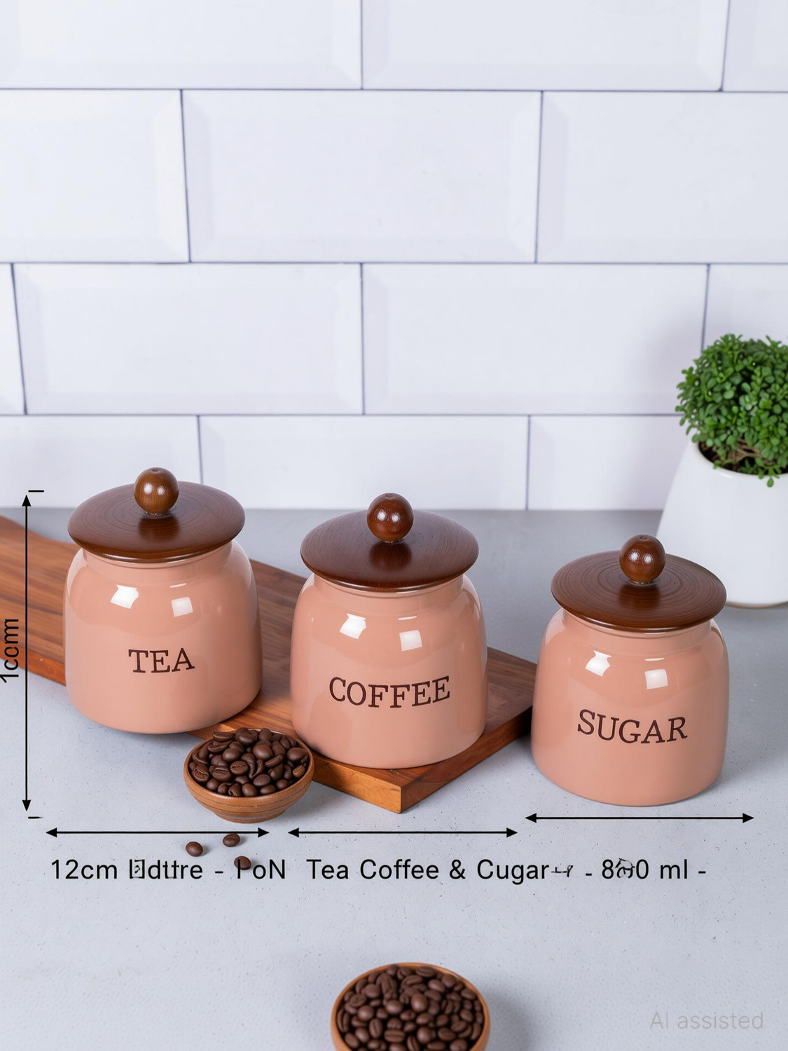 Image of ARxyz Iron Tea Coffee & Sugar Container - 500 ml (Pack of 2, Off White)