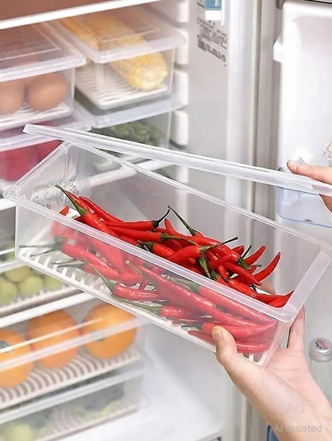 Image of meelana Plastic Fridge Container - 2550 ml (White)