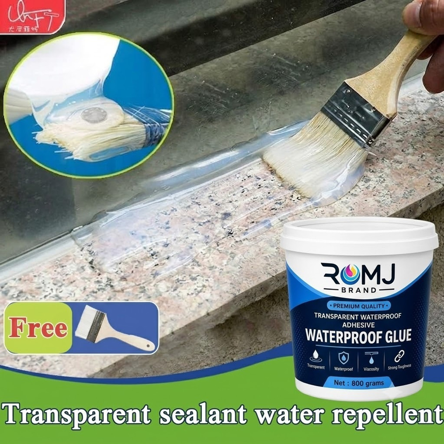 Image of ds care 1KG Transparent Waterproof Glue with Brush for Roof Leakage Adhesive (1 kg)