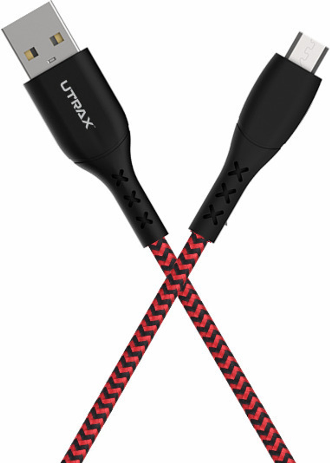 Image of UTRAX Micro USB Cable 1 m 36W /3.0AMP Fast Charging Nylon Braided with 20000+ Bending Life Span (Compatible with All Micro USB Supported Devices, Red, One Cable, NA)