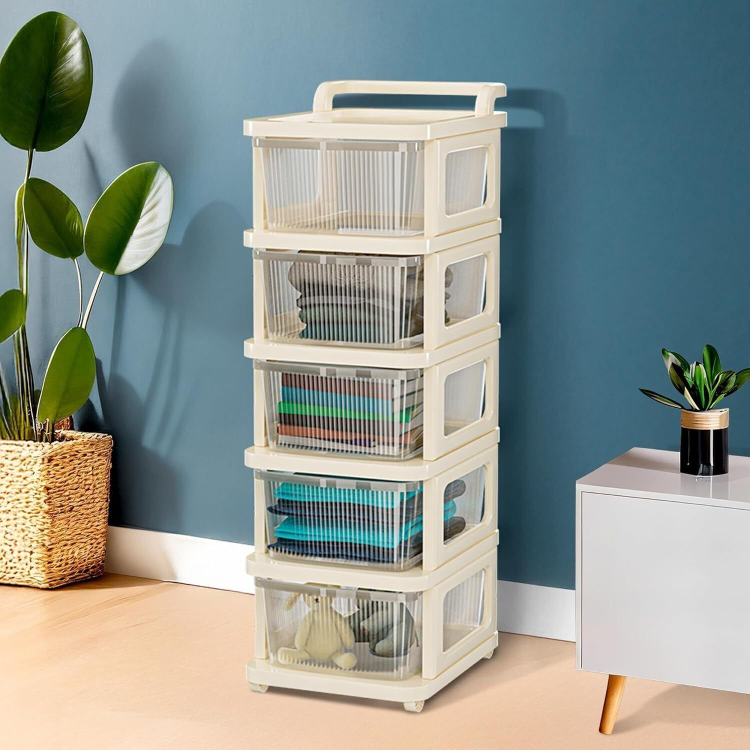 Image of VM BOND Multi-Purpose Plastic Storage Organizer 3-Tier Rack with Wheel Bathroom & Office Plastic Kitchen Trolley (DIY(Do-It-Yourself))