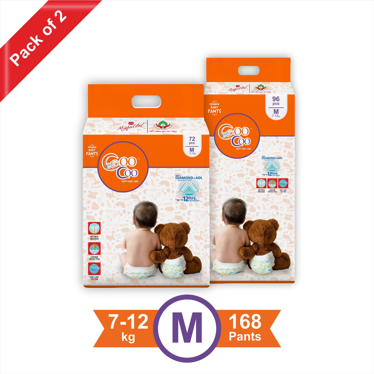 Image of Coo Coo Baby Pants Style Diaper Size Medium Pant Diapers - M (168 Pieces)