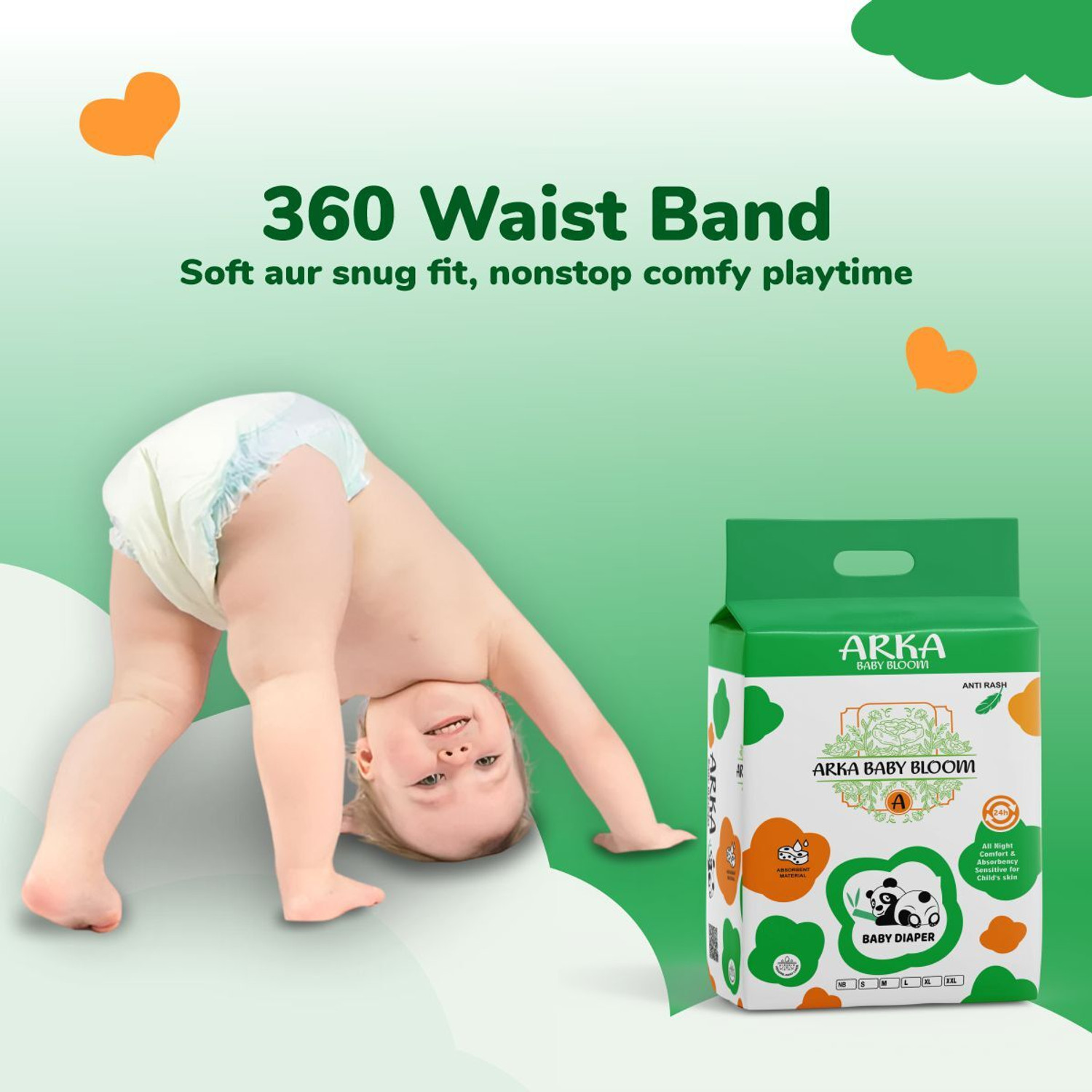 Image of ARKABABYBLOOM Easy Diaper Pants with Rash Protection and 3x Faster absorption Technology Pant Diapers - XL (64 Pieces)