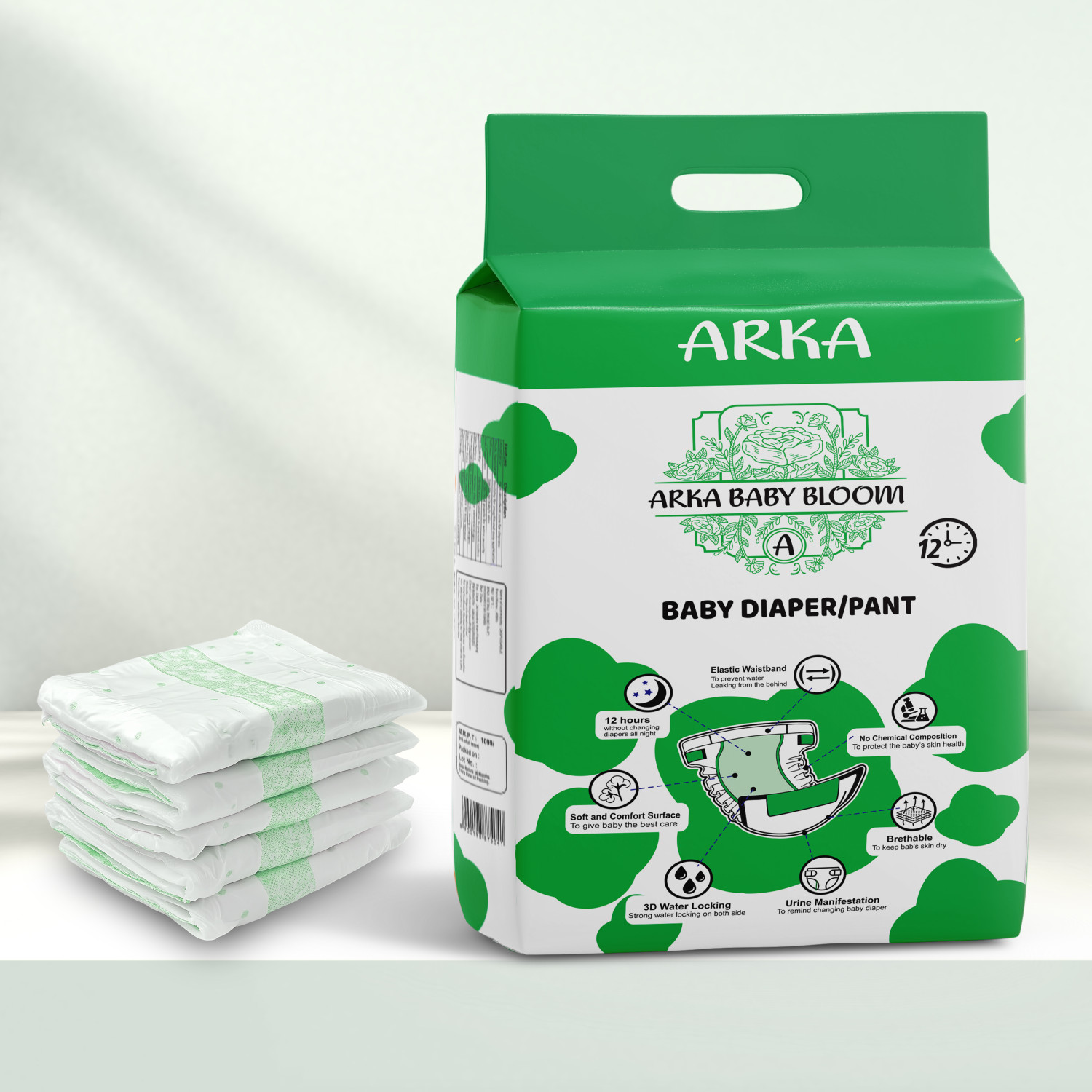 Image of ARKABABYBLOOM Easy Diaper Pants with Rash Protection and 3x Faster absorption Technology Pant Diapers - XL (64 Pieces)
