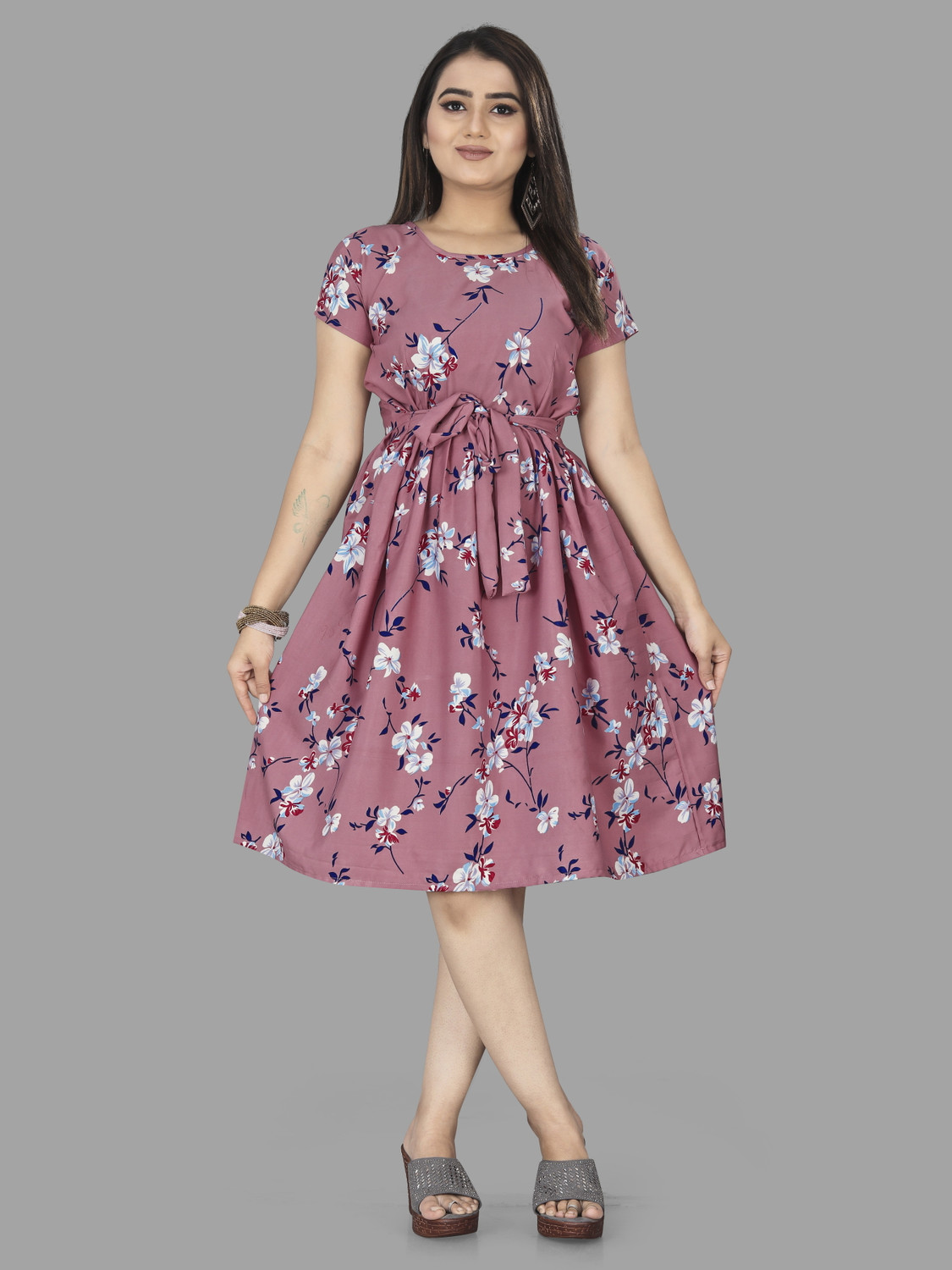 Image of Lilots Women A-line Multicolor Knee Length Dress