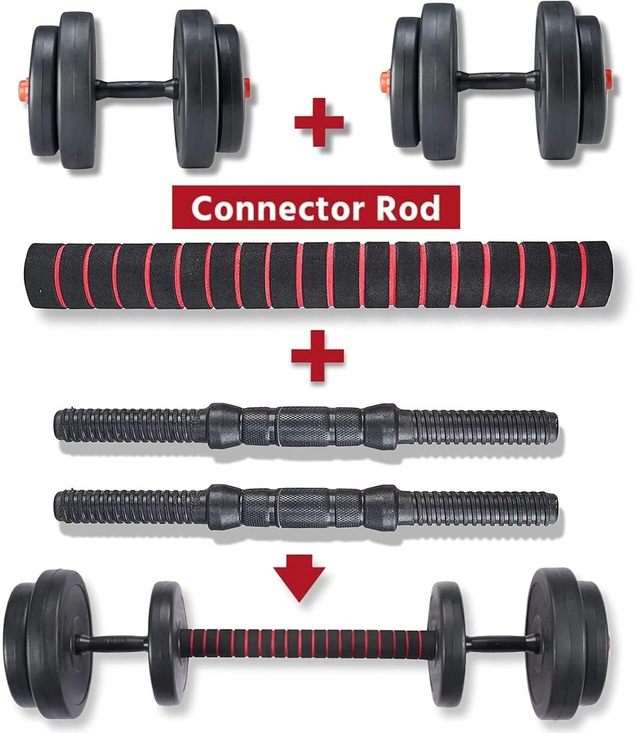 Image of BELLATRIX X 10kg Dumbbell Set | 4x 2.5kg Plates, Dumbbell Rods & Connector Adjustable Dumbbell (10 kg)