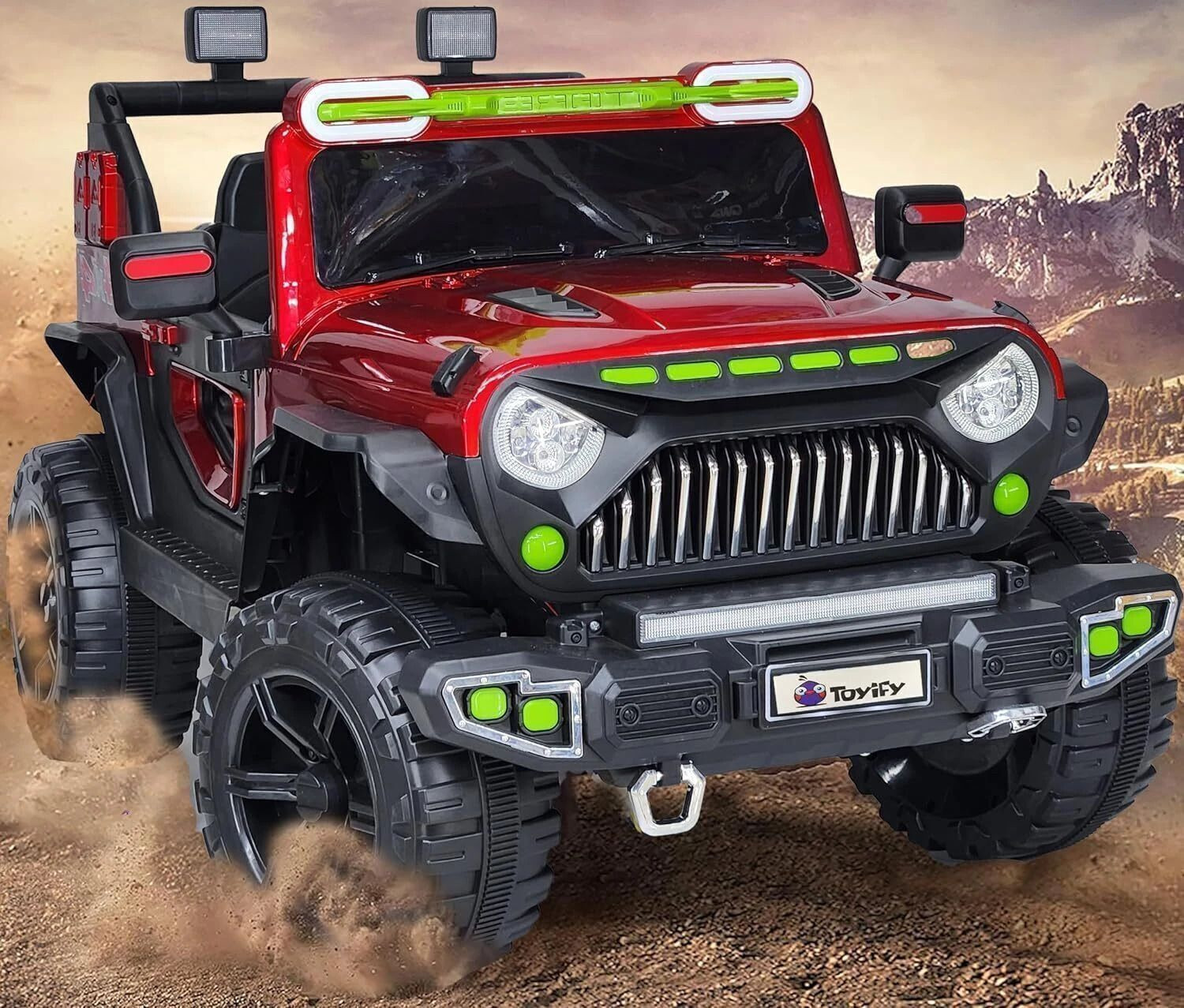 Image of Kawaii Kids Battery operated big size Kids 4x4 THAR jeep 12V battery Jeep Battery Operated Ride On (Yellow)