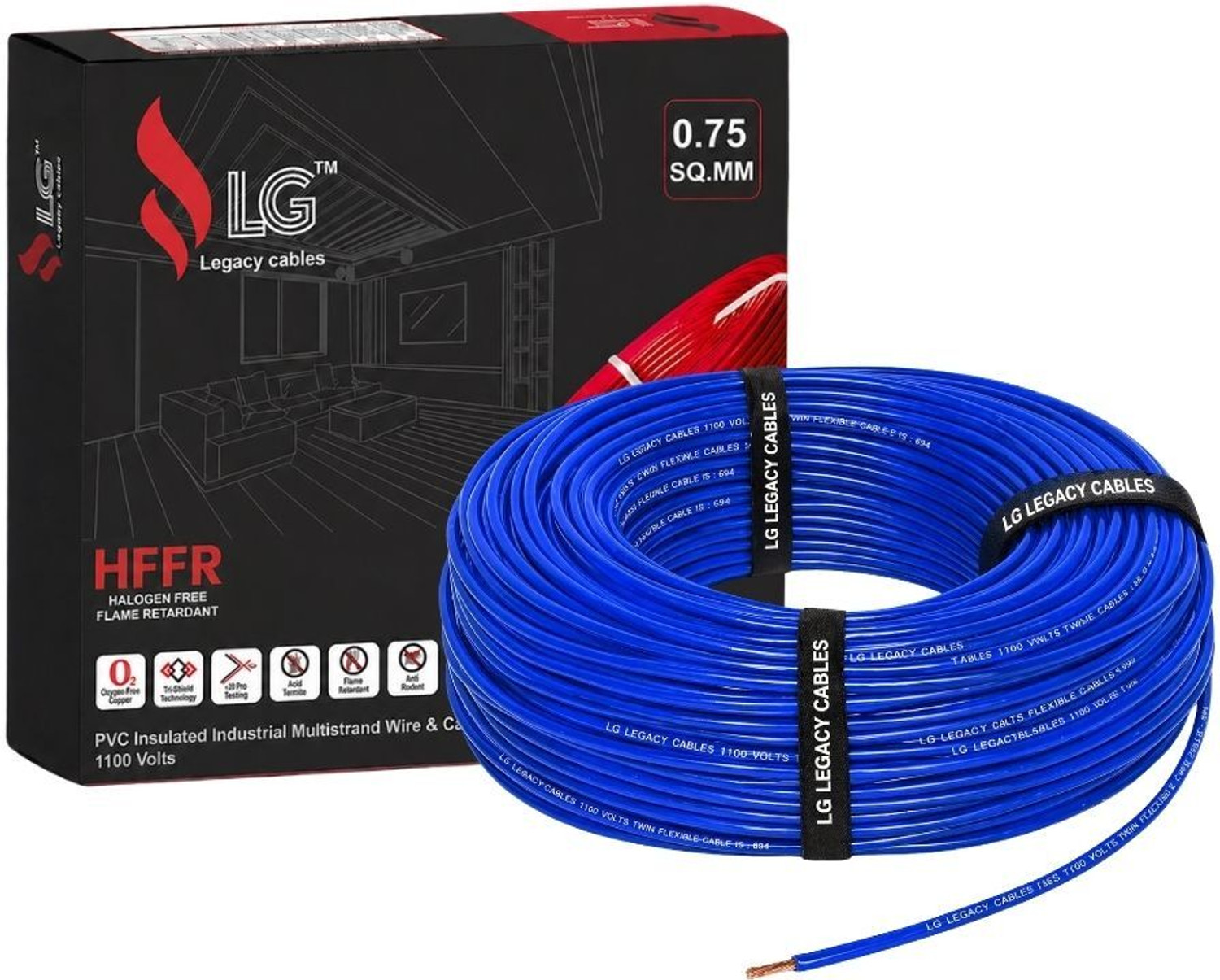 Image of JELECTRICALS PVC 0.75 sq /mm Black 5 m Wire (Black)