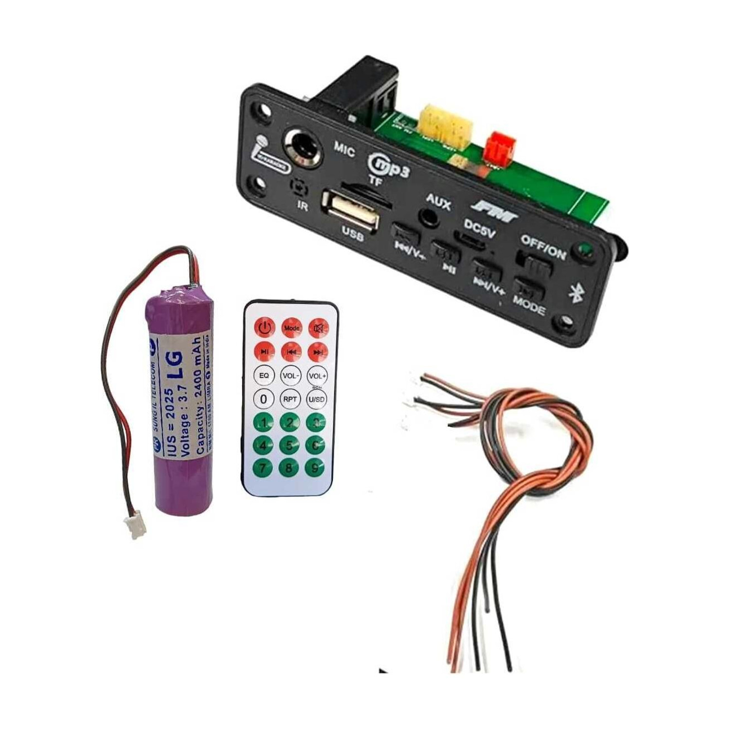 DKGROW Bluetooth MP3 Module with Remote 2400mAh Battery - Image 1