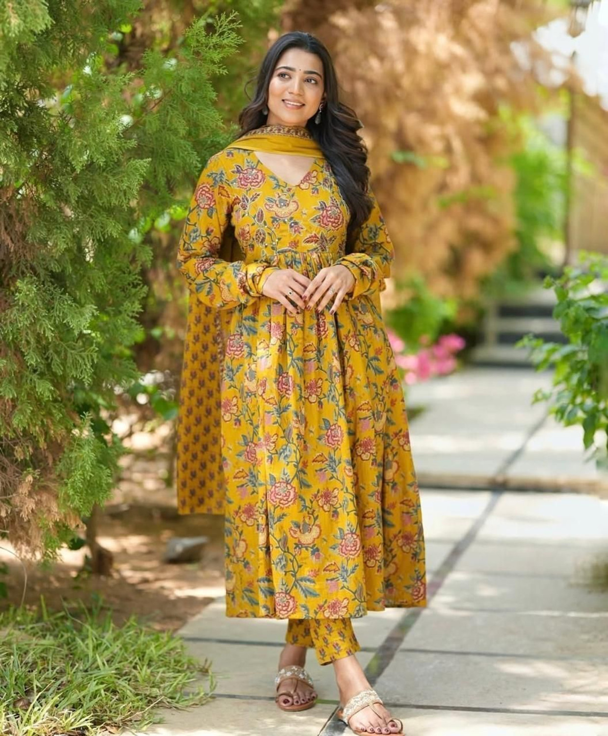 Image of Apparelia Women Viscose Rayon Kurta Pant Dupatta Set