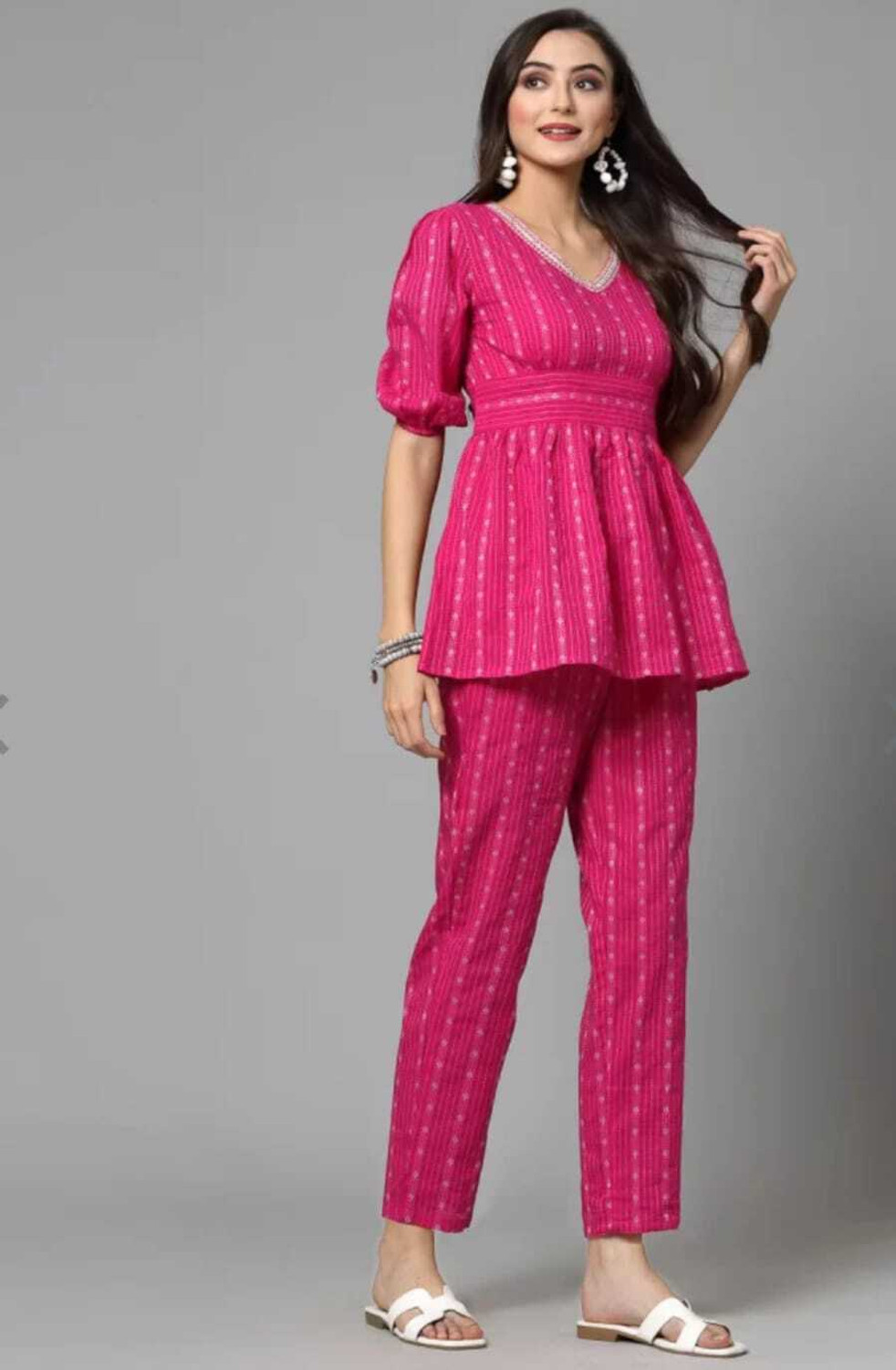 Image of Stylum Women Cotton Blend Ethnic Top Pant Set