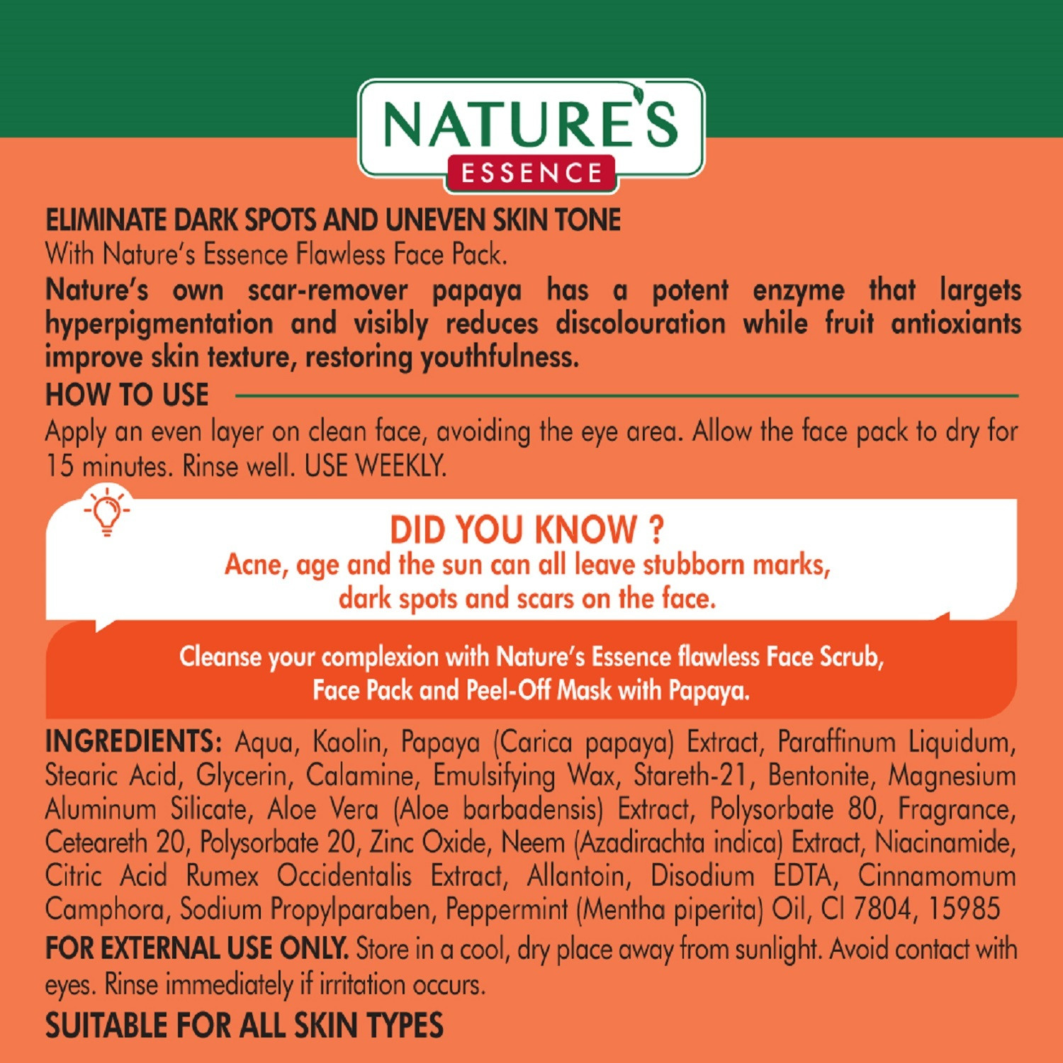 Image of Nature's Essence De Pigmentation Face Pack Papaya (50 g)