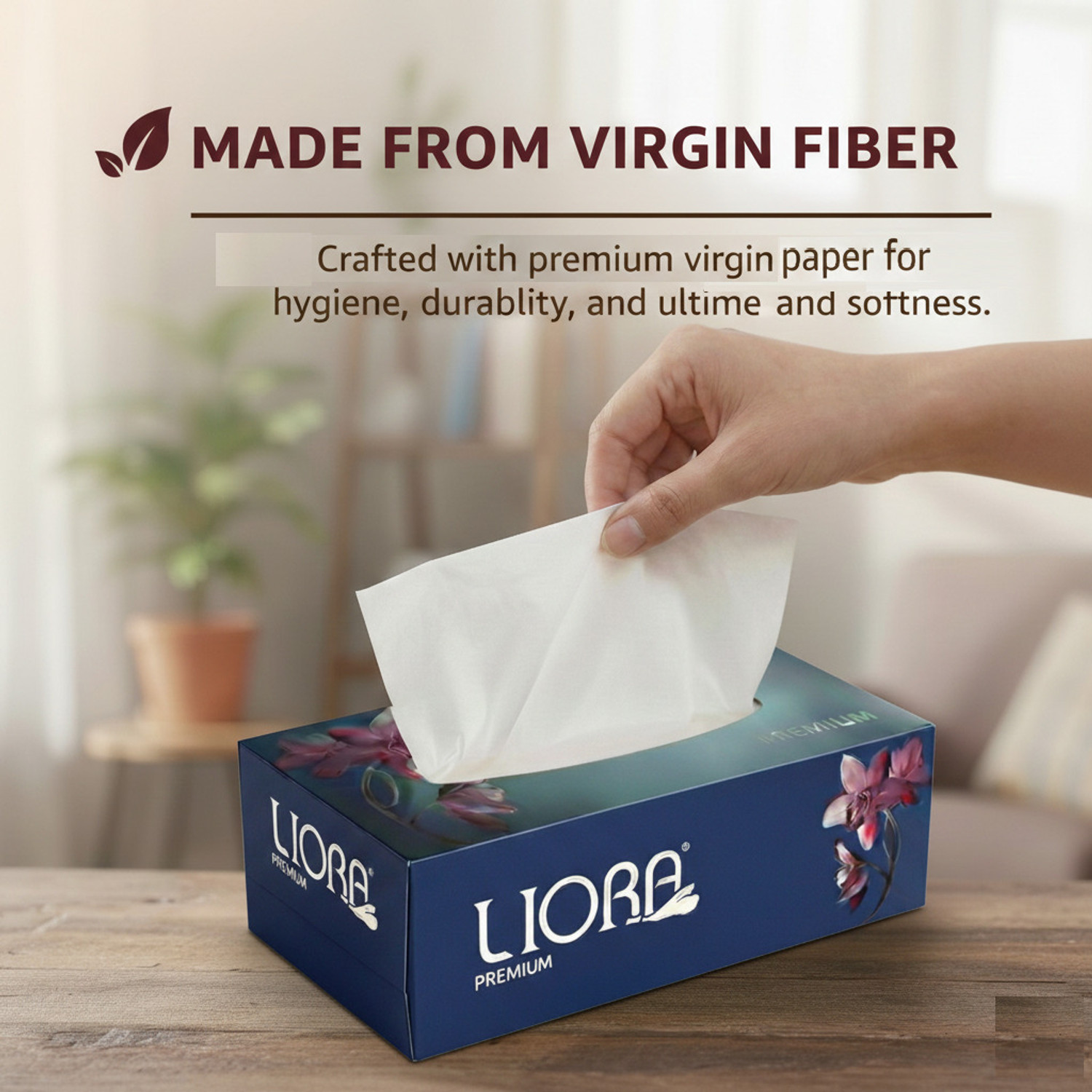 Image of Liora Premium 2-Ply Ultra Soft Facial Tissue Paper - 100 Pulls per Box| Pack of 1 |
