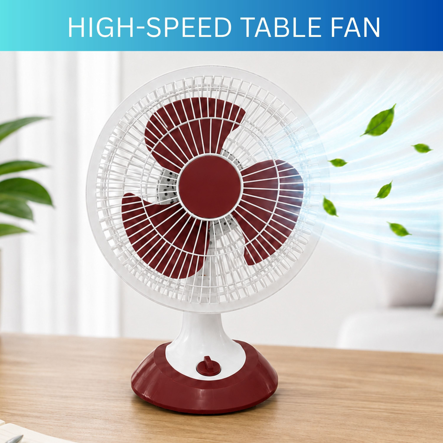 Image of PARADISEECOM 300 mm /12 inch Ultra High Speed Table Fan & Desk Fan, 3Blade For Home /OfficeN310 Silent Operation 300 mm Table Fan (5 Star | White | Pack of 1)