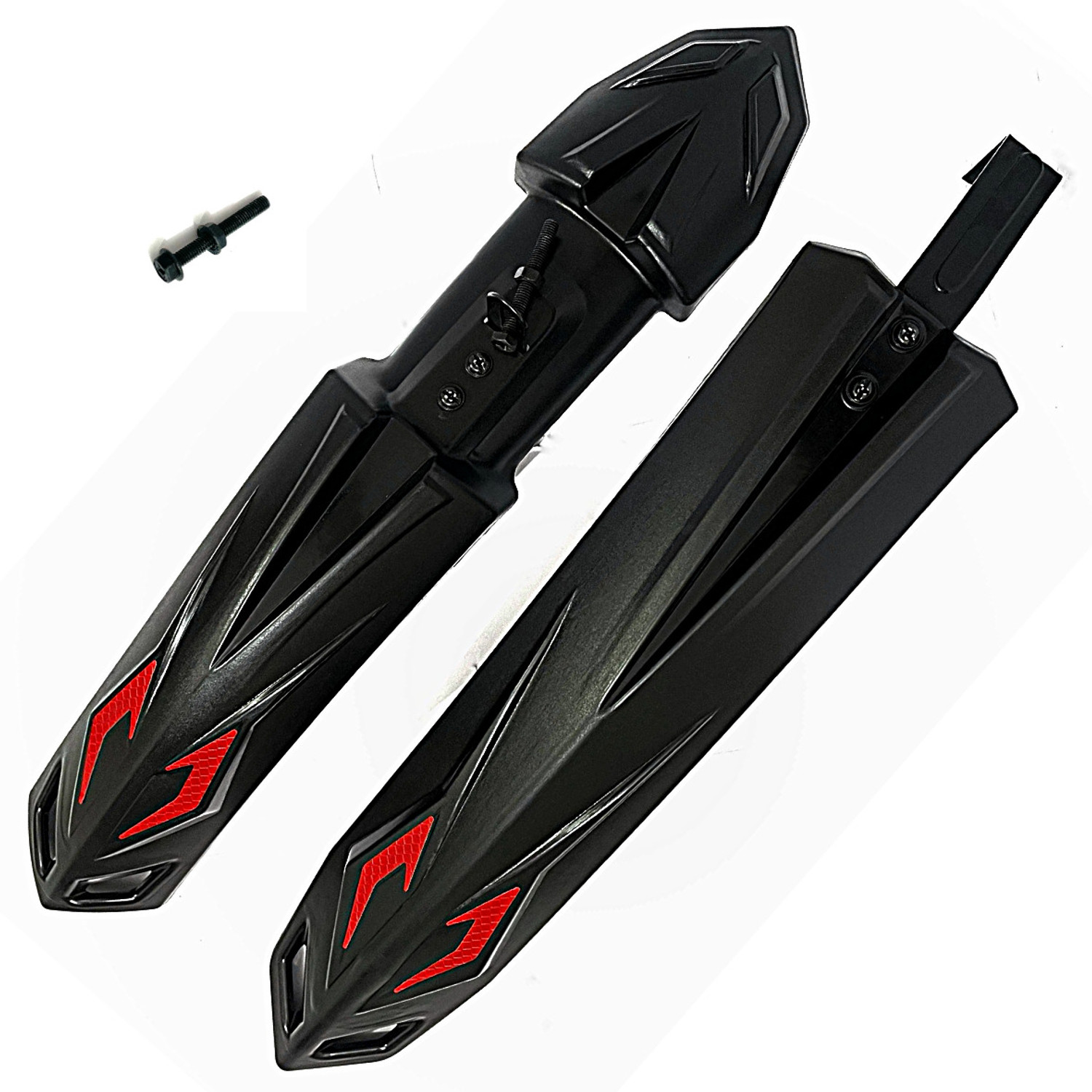 Image of SHIVEXIM Bicycle Dual Tone Front & Rear Mudguard Clip-on Front & Rear Fender Full Length Front & Rear Fender (Black, Red)