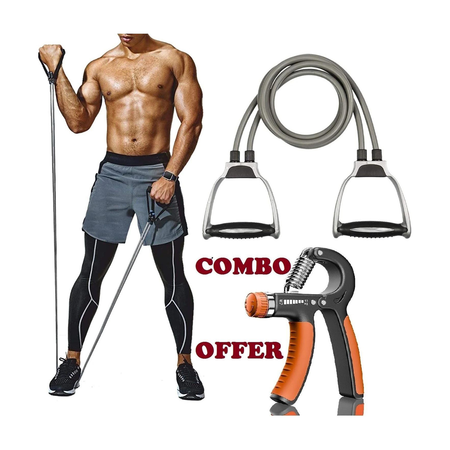 Athlian Combo Adjustable Hand Grip Strengthener and Toning Tube - Image 1