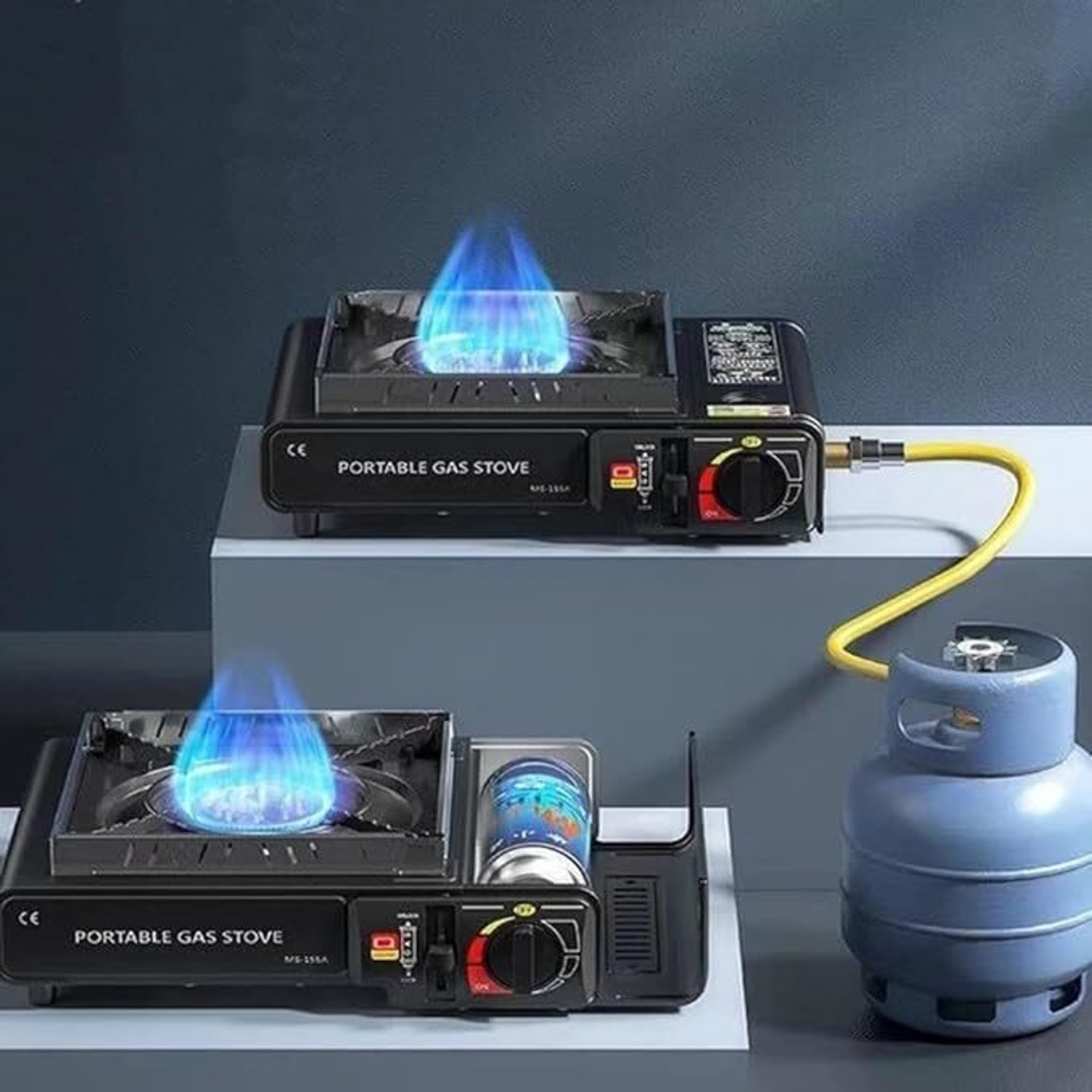 Image of TECHEL Mini Portable Square Shaped Gas Burner Camping Stove Wiyhout Cylinder NBM31 Stainless Steel Manual Gas Stove (1 Burners)