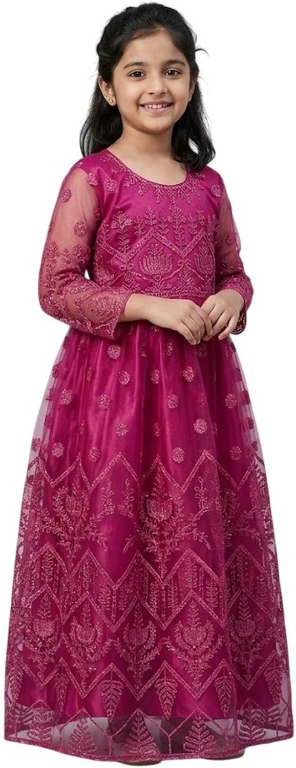 Image of Hipposippo Girls Below Knee Party Dress (Purple, Sleeveless)