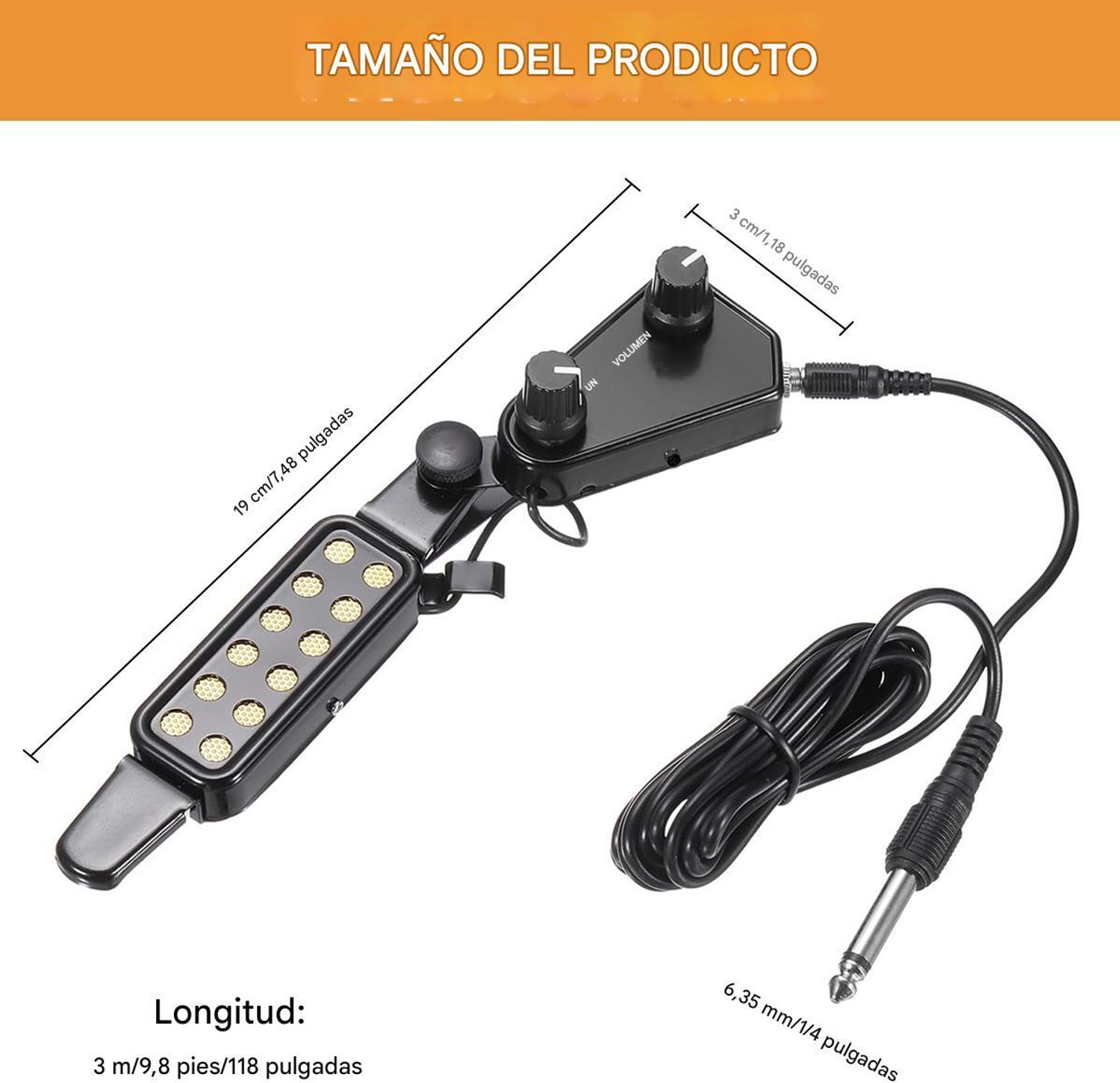 Image of Verilux Acoustic Guitar Pickup 12 Pole Clip On Acoustic Pickup Plug and Play Guitar String (6 Strings)