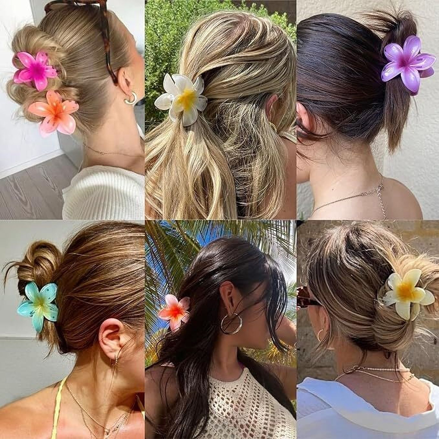 Image of StyleShine Flower Claw Clip - 4pc Stylish Korean Hair Clips for Women, Flower Hair Clip (Multicolor)