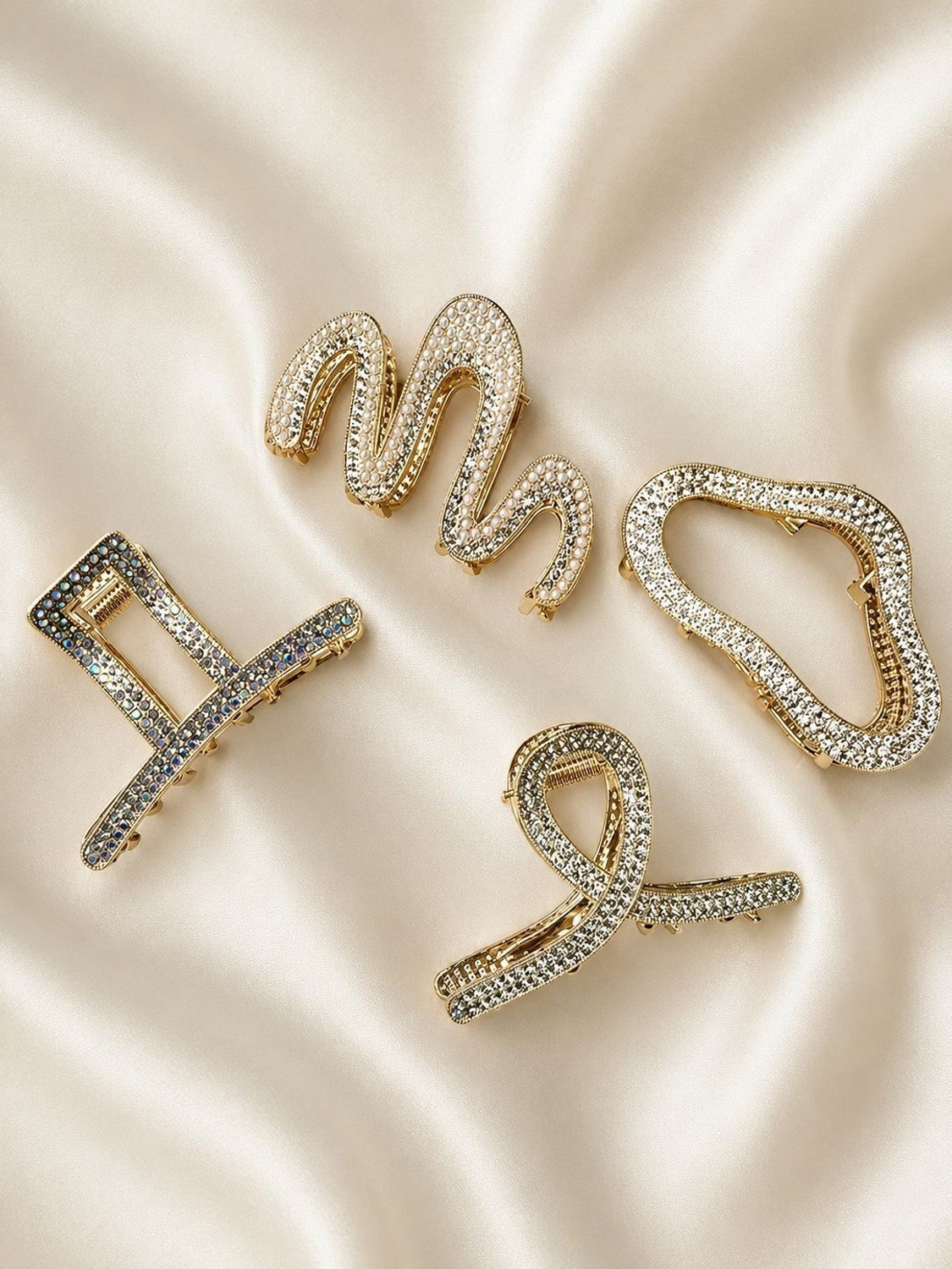 Image of LYROVO 5 PCS Metal Large Hair Claw Hair Clip (Gold)