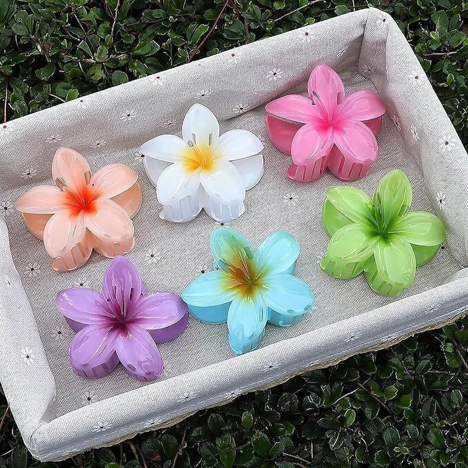 Image of StyleShine Flower Claw Clip - 4pc Stylish Korean Hair Clips for Women, Flower Hair Clip (Multicolor)