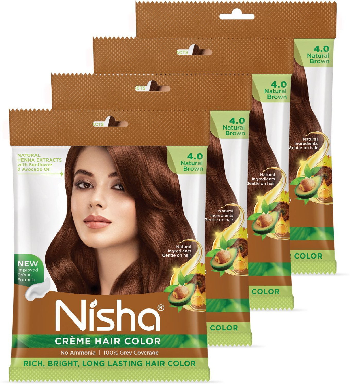 Image of Nisha Creme Hair Color Rich Bright Long-Lasting Natural Henna Extract , MAHOGANY 5.5