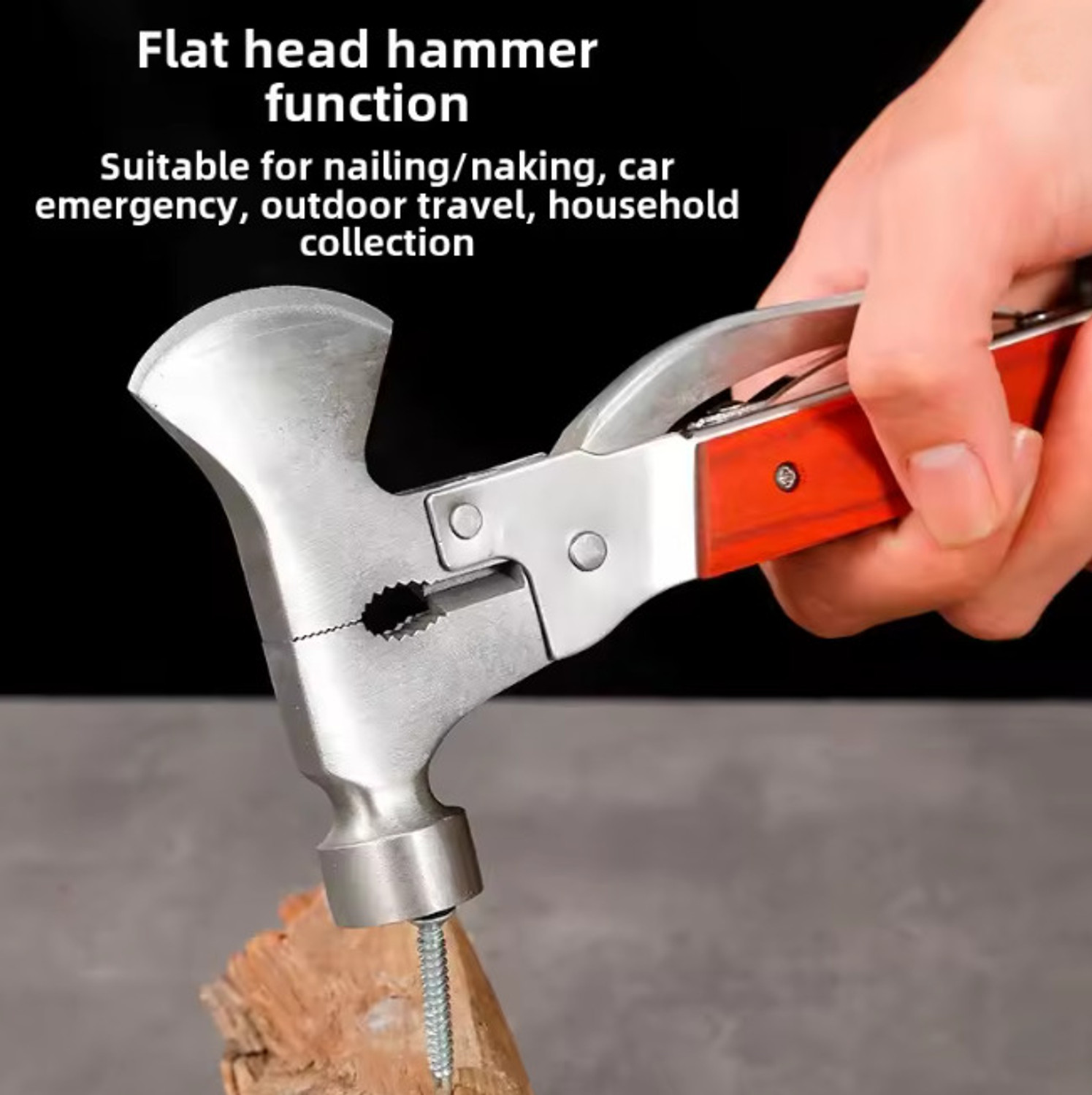 Image of ARQEST Multifunctional Hammer Kit Bottle Opener Wire Cutter With Car Screw Driver A a1 FOR Home Camping Hiking Speciality Hammer Hammer Axe Hand Tool Speciality Hammer (0.4 kg)