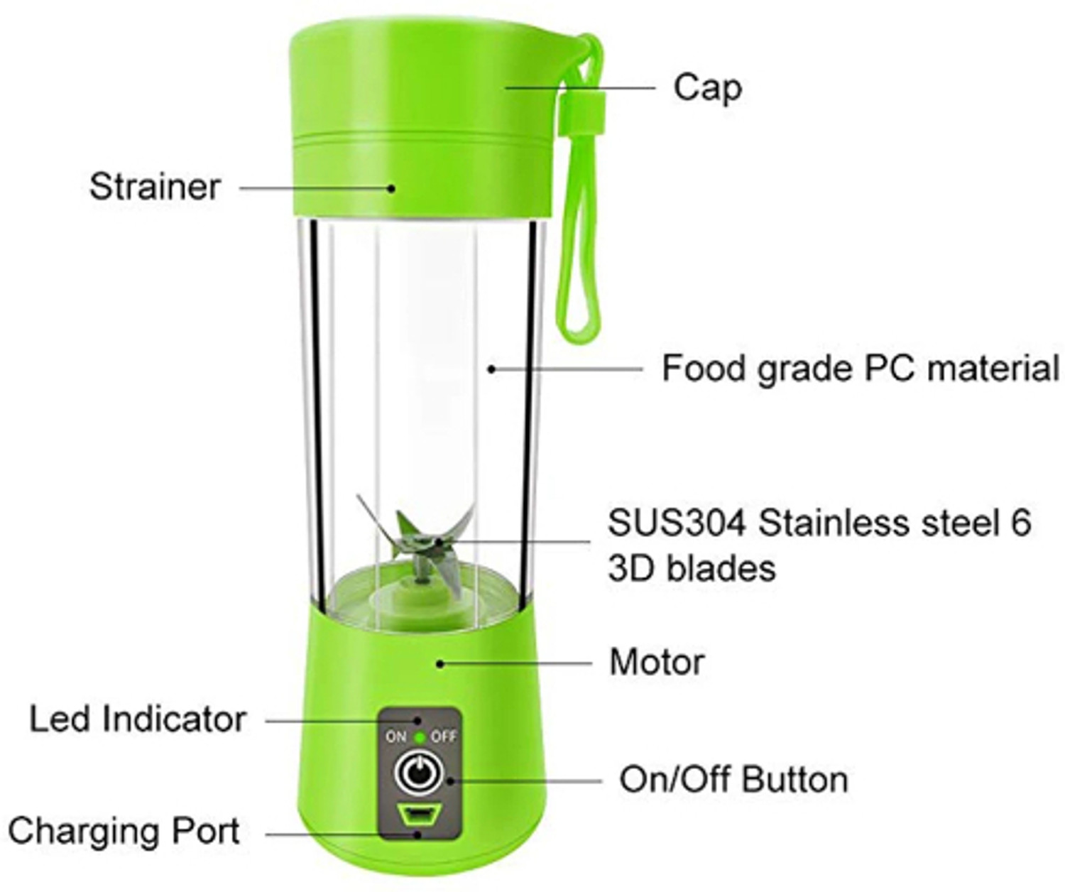 Image of SS brother Pro Fruit Juicer 200 W Juicer Mixer Grinder (AHU 880U RECHARGEABLE PORTABLE USB JUICER BOTTLE SLECTRIC MIXER BLENDER GRINDER | 1 Jar | Multicolor)