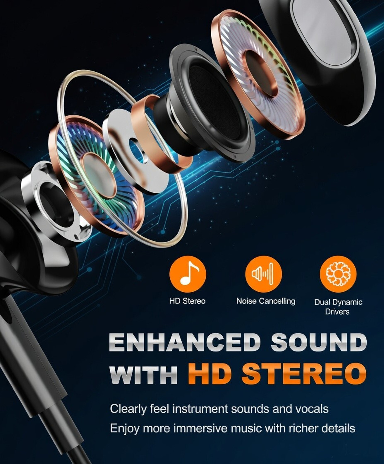 Image of Deeravia Type-C Earphone|ENC Mic| Premium Earphone| Magnetized Buds pro Phantom UBXP Wired Headset (Grey, In the Ear)