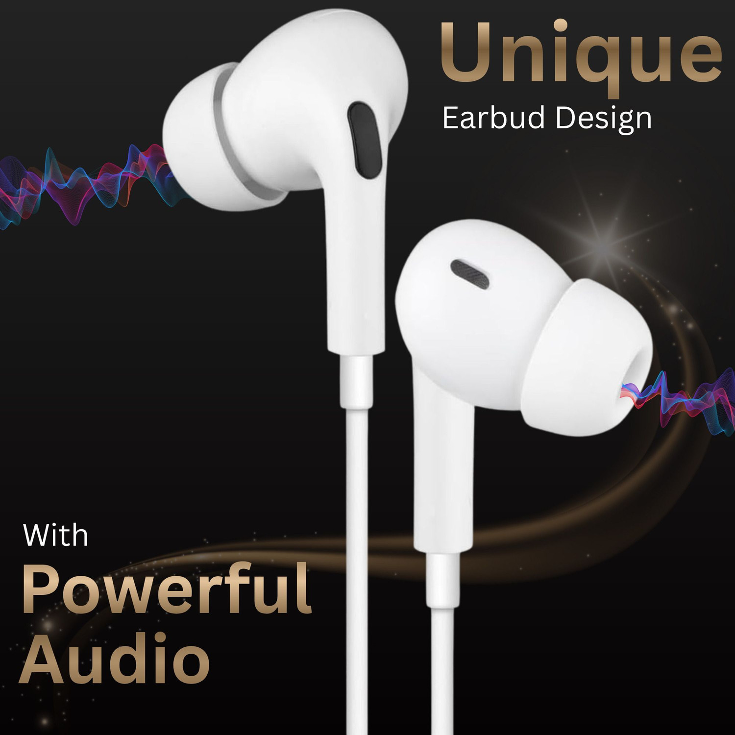 Image of Umake Type-C Wired Earphones with Mic & Volume Control | High Bass Stereo Sound Wired Headset (White, In the Ear)
